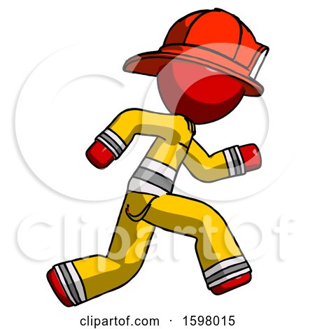 Red Firefighter Fireman Man Running Fast Right by Leo Blanchette