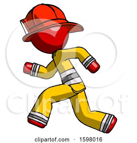 Red Firefighter Fireman Man Running Fast Left by Leo Blanchette