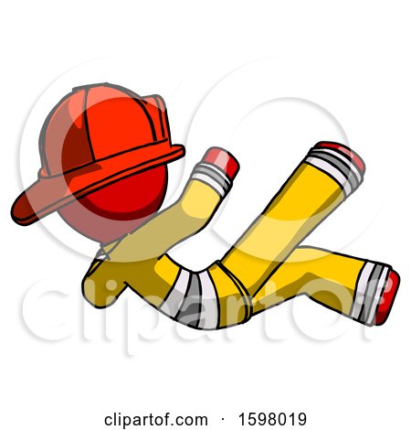 Red Firefighter Fireman Man Falling Backwards by Leo Blanchette