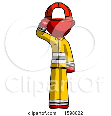 Red Firefighter Fireman Man Soldier Salute Pose by Leo Blanchette