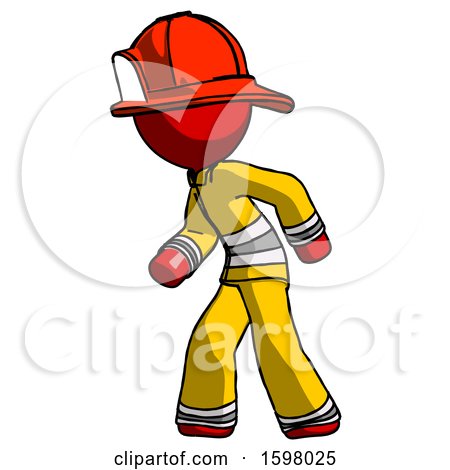 Red Firefighter Fireman Man Suspense Action Pose Facing Left by Leo Blanchette