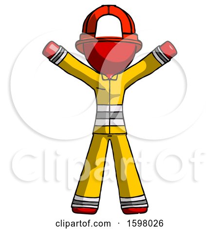 Red Firefighter Fireman Man Surprise Pose, Arms and Legs out by Leo Blanchette