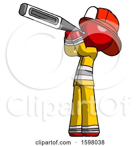 Red Firefighter Fireman Man Thermometer in Mouth by Leo Blanchette