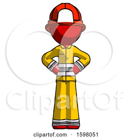 Red Firefighter Fireman Man Hands on Hips by Leo Blanchette