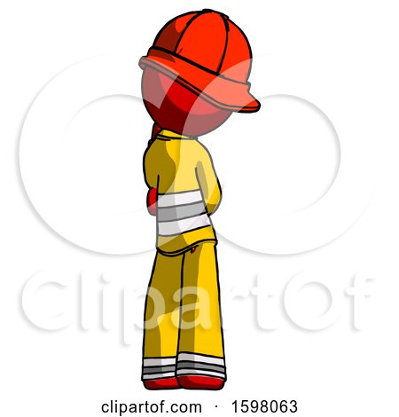 Red Firefighter Fireman Man Thinking, Wondering, or Pondering Rear View by Leo Blanchette