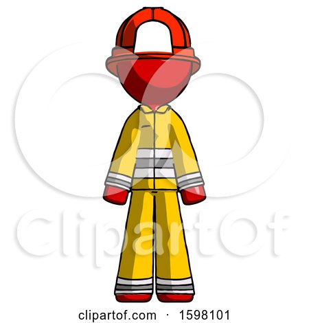 Red Firefighter Fireman Man Standing Facing Forward by Leo Blanchette