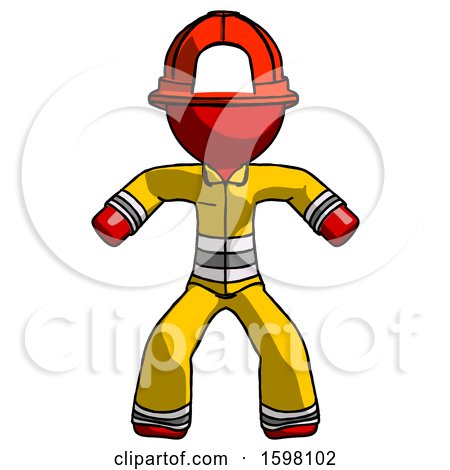 Red Firefighter Fireman Male Sumo Wrestling Power Pose by Leo Blanchette