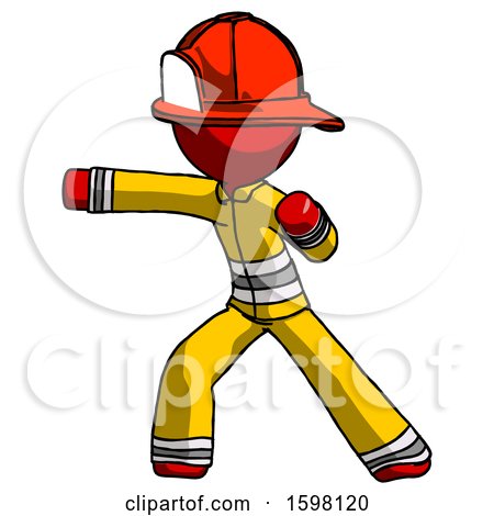 Red Firefighter Fireman Man Martial Arts Punch Left by Leo Blanchette