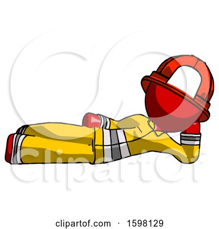 Red Firefighter Fireman Man Reclined on Side by Leo Blanchette