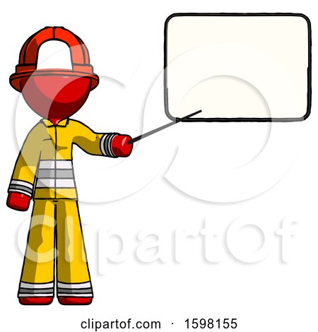 Red Firefighter Fireman Man Giving Presentation in Front of Dry-erase Board by Leo Blanchette