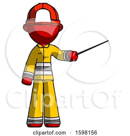 Red Firefighter Fireman Man Teacher or Conductor with Stick or Baton Directing by Leo Blanchette