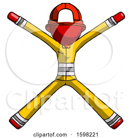 Red Firefighter Fireman Man with Arms and Legs Stretched out by Leo Blanchette