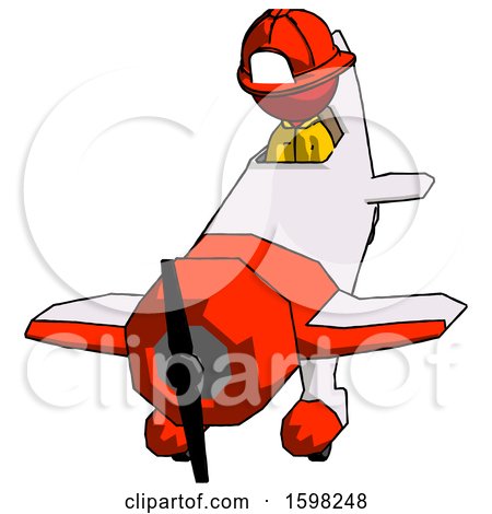 Red Firefighter Fireman Man in Geebee Stunt Plane Descending Front Angle View by Leo Blanchette
