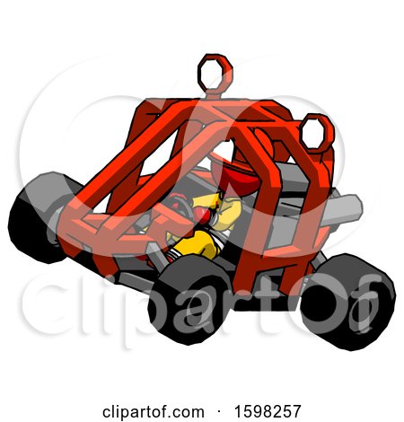 Red Firefighter Fireman Man Riding Sports Buggy Side Top Angle View by Leo Blanchette