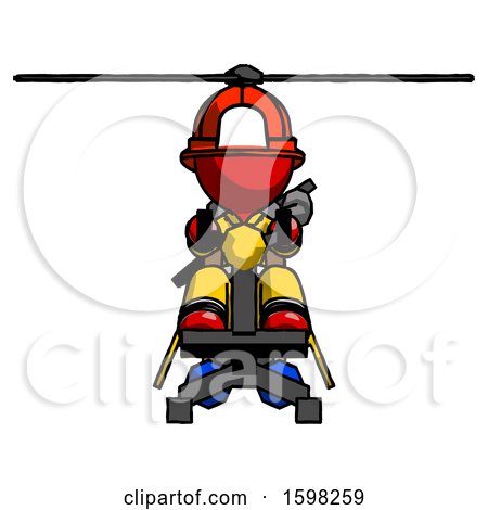 Red Firefighter Fireman Man Flying in Gyrocopter Front View by Leo Blanchette