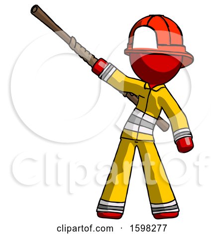 Red Firefighter Fireman Man Bo Staff Pointing up Pose by Leo Blanchette