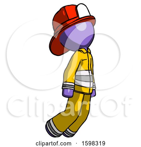 Purple Firefighter Fireman Man Floating Through Air Right by Leo Blanchette