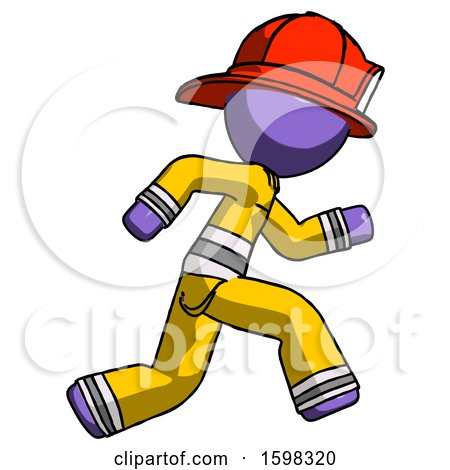 Purple Firefighter Fireman Man Running Fast Right by Leo Blanchette