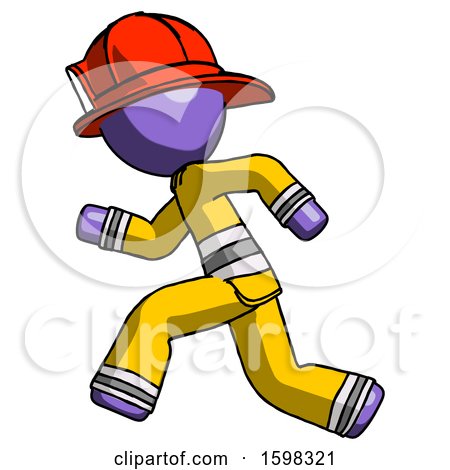 Purple Firefighter Fireman Man Running Fast Left by Leo Blanchette