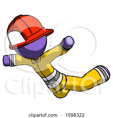 Purple Firefighter Fireman Man Skydiving or Falling to Death by Leo Blanchette