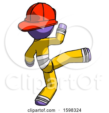 Purple Firefighter Fireman Man Kick Pose by Leo Blanchette