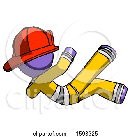 Purple Firefighter Fireman Man Falling Backwards by Leo Blanchette