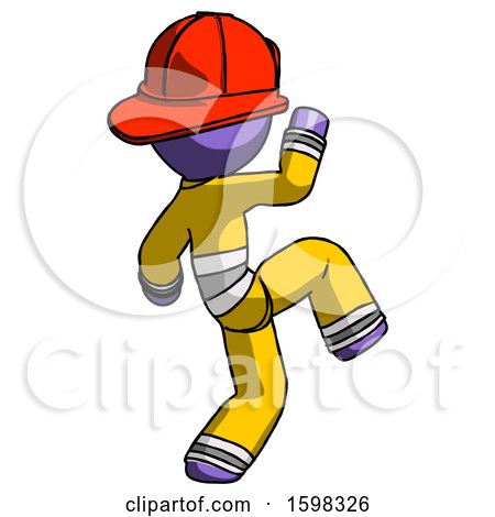 Purple Firefighter Fireman Man Kick Pose Start by Leo Blanchette