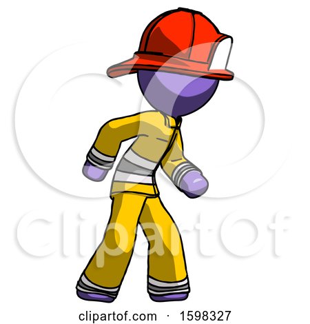 Purple Firefighter Fireman Man Suspense Action Pose Facing Right by Leo Blanchette