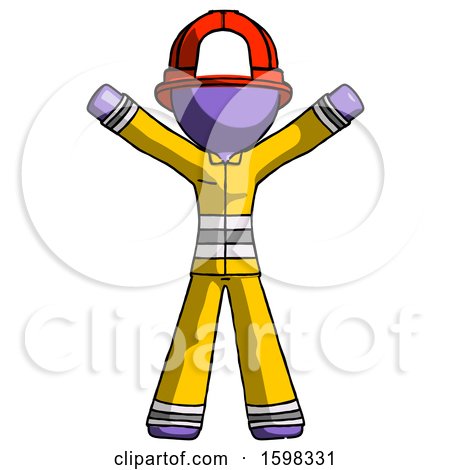 Purple Firefighter Fireman Man Surprise Pose, Arms and Legs out by Leo Blanchette