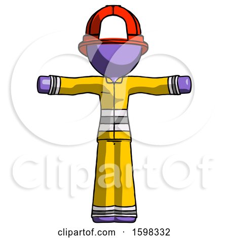 Purple Firefighter Fireman Man T-Pose Arms up Standing by Leo Blanchette