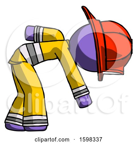 Purple Firefighter Fireman Man Picking Something up Bent over by Leo Blanchette