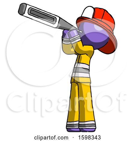 Purple Firefighter Fireman Man Thermometer in Mouth by Leo Blanchette