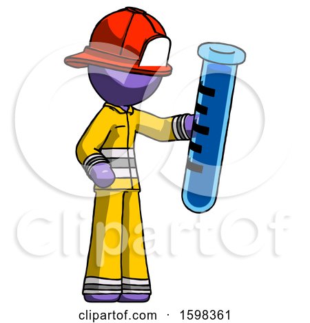 Purple Firefighter Fireman Man Holding Large Test Tube by Leo Blanchette