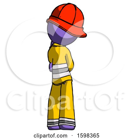 Purple Firefighter Fireman Man Thinking, Wondering, or Pondering Rear View by Leo Blanchette