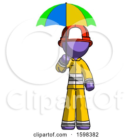 Purple Firefighter Fireman Man Holding Umbrella Rainbow Colored by Leo Blanchette