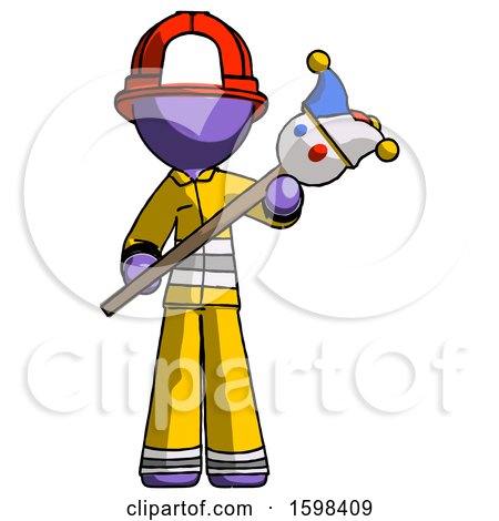 Purple Firefighter Fireman Man Holding Jester Diagonally by Leo Blanchette