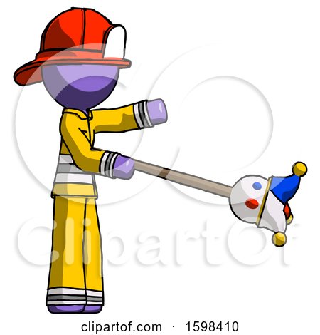Purple Firefighter Fireman Man Holding Jesterstaff - I Dub Thee Foolish Concept by Leo Blanchette