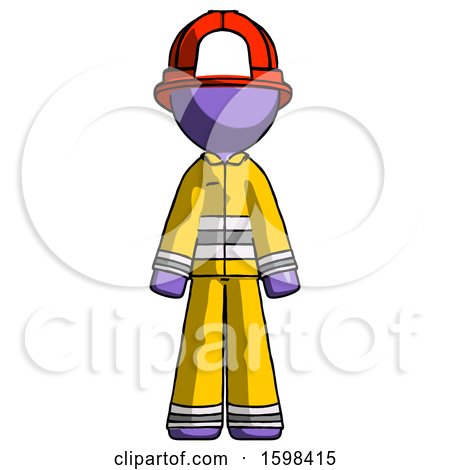 Purple Firefighter Fireman Man Standing Facing Forward by Leo Blanchette