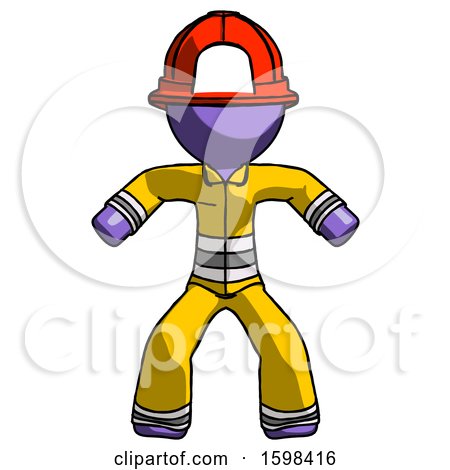 Purple Firefighter Fireman Male Sumo Wrestling Power Pose by Leo Blanchette