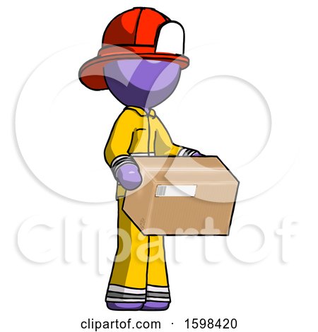 Purple Firefighter Fireman Man Holding Package to Send or Recieve in Mail by Leo Blanchette