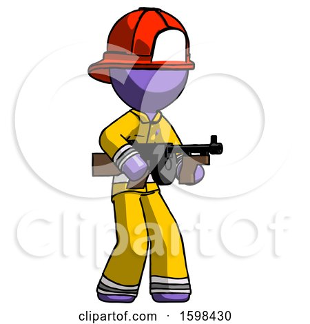 Purple Firefighter Fireman Man Tommy Gun Gangster Shooting Pose by Leo Blanchette
