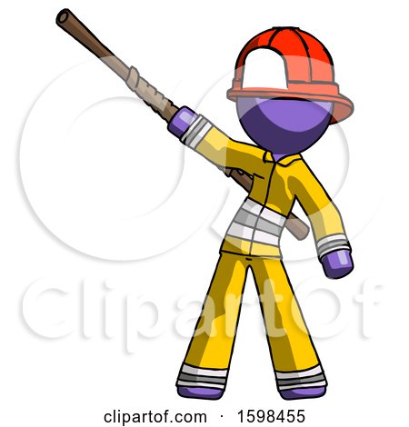 Purple Firefighter Fireman Man Bo Staff Pointing up Pose by Leo Blanchette