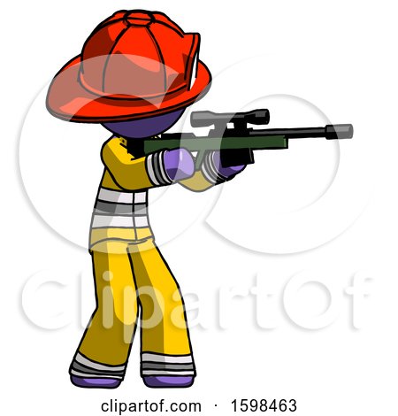 Purple Firefighter Fireman Man Shooting Sniper Rifle by Leo Blanchette