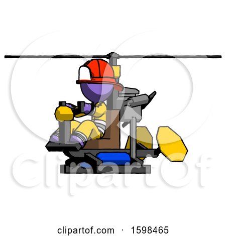 Purple Firefighter Fireman Man Flying in Gyrocopter Front Side Angle View by Leo Blanchette
