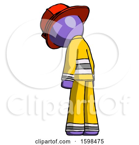 Purple Firefighter Fireman Man Depressed with Head Down, Back to Viewer, Left by Leo Blanchette