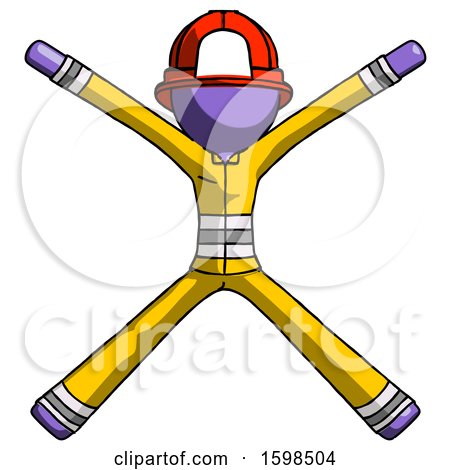 Purple Firefighter Fireman Man with Arms and Legs Stretched out by Leo Blanchette