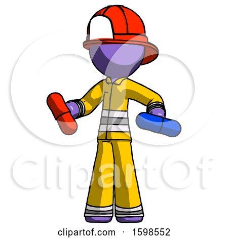 Purple Firefighter Fireman Man Red Pill or Blue Pill Concept by Leo Blanchette