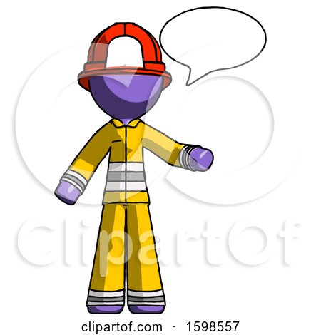 Purple Firefighter Fireman Man with Word Bubble Talking Chat Icon by Leo Blanchette