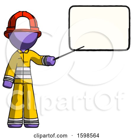 Purple Firefighter Fireman Man Giving Presentation in Front of Dry-erase Board by Leo Blanchette