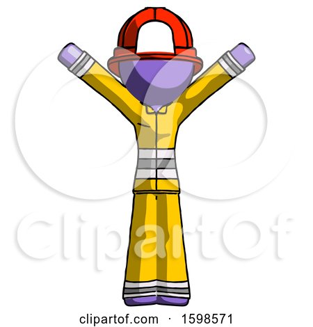 Purple Firefighter Fireman Man with Arms out Joyfully by Leo Blanchette